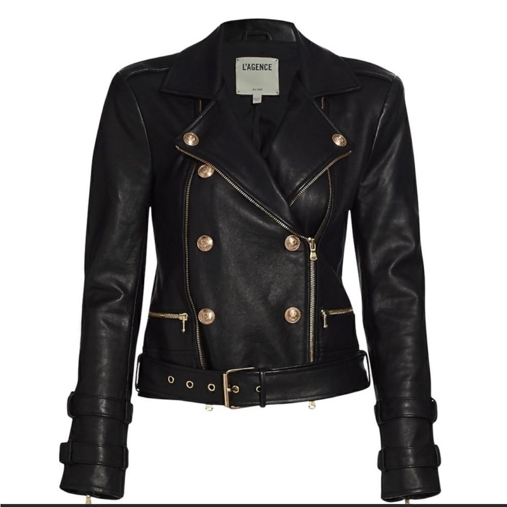L'AGENCE BILLIE BELTED LEATHER JACKET -
